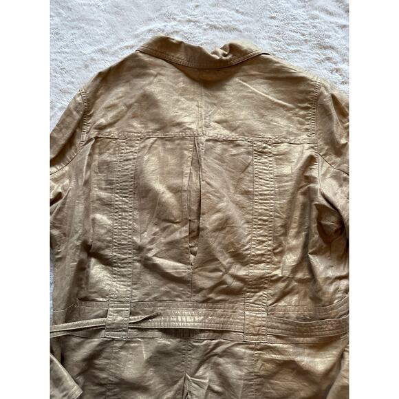 Coldwater Creek Gold Metallic Belted Jacket Size Large - Picture 8 of 8